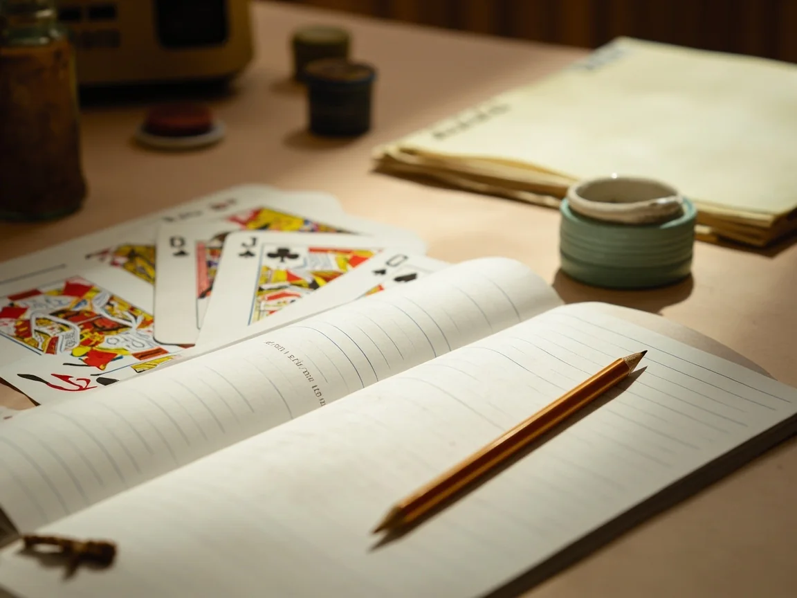 Probability notebook rummy analysis with hand-written calculations