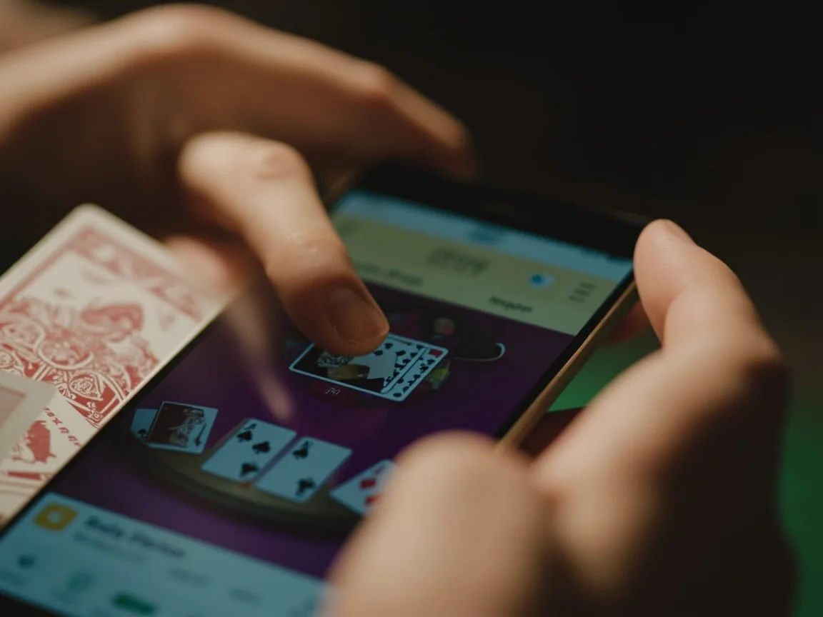 Platform navigation hands using a rummy app on a phone